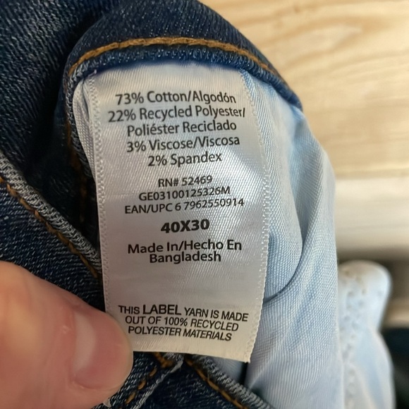 George size 40x30 Medium Wash Relaxed Regular Fit Straight Leg Stretchy Jeans - Picture 10 of 11